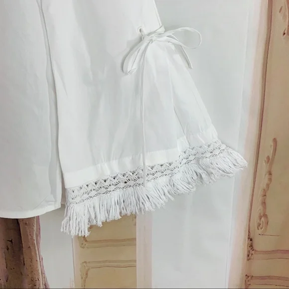 NEW Tory Burch White Sophie Bell Frill Sleeve Blouse - Picture 7 of 11